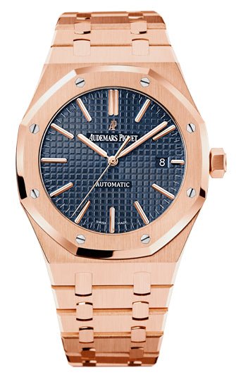 Discover the Audemars Piguet Royal Oak Rose Gold with Blue Dial