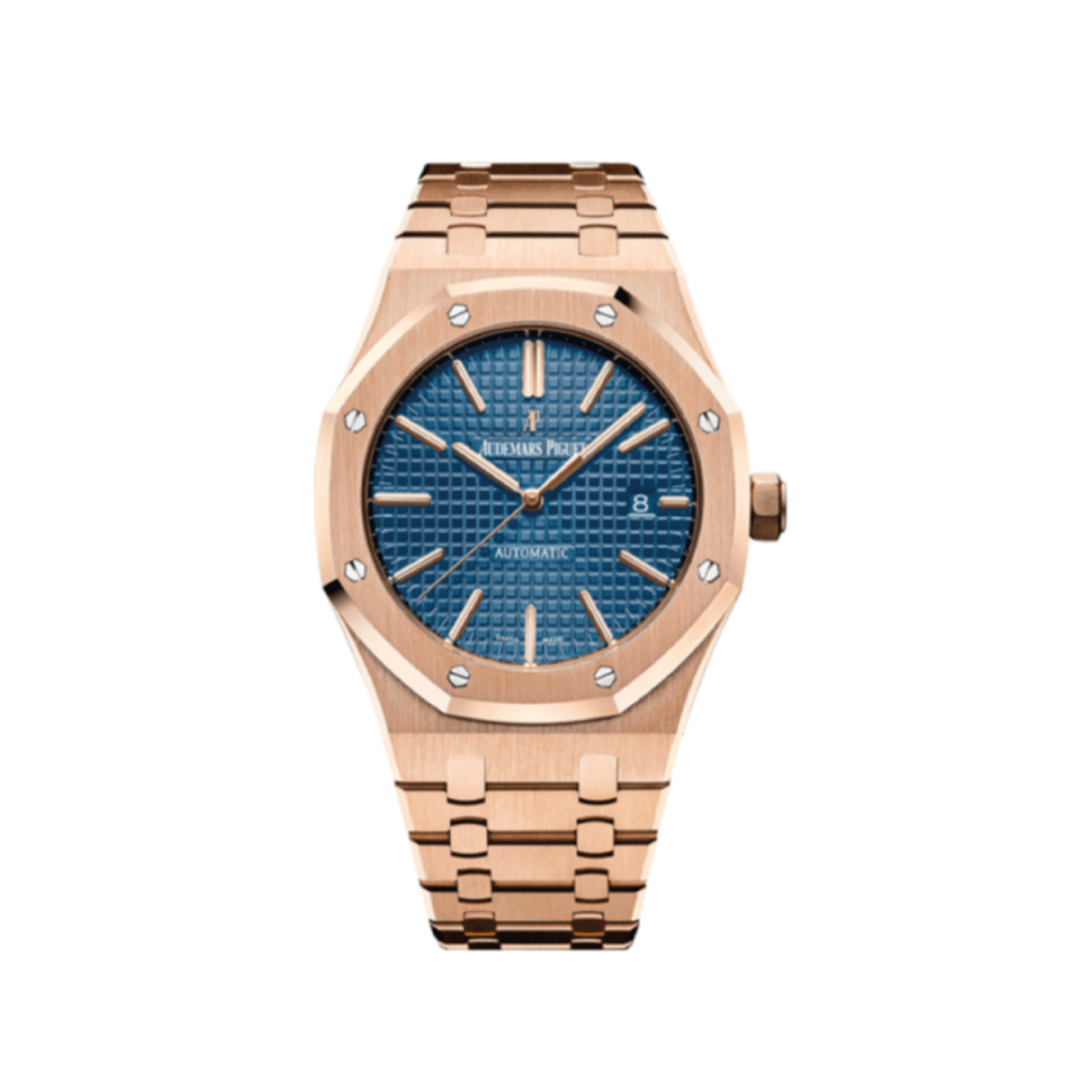 Discover the Audemars Piguet Royal Oak Rose Gold with Blue Dial