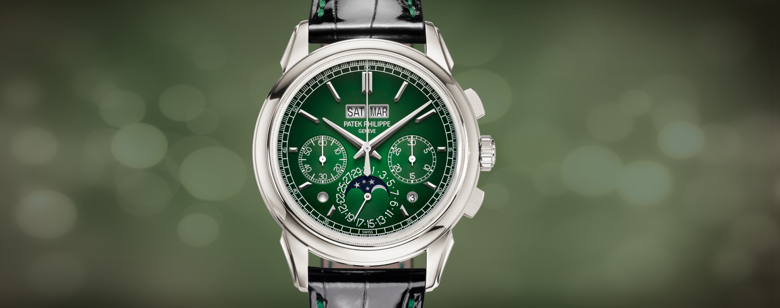 Discover the Patek Philippe 5270P Perpetual Calendar Chronograph with Green Dial